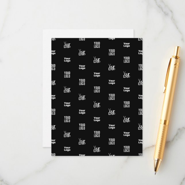 Your Logo | 3 Logo Pattern Design Editable Black Enclosure Card (Front/Back In Situ)