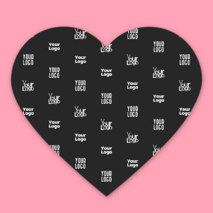 Your Logo 3 Logo Pattern Design Editable Black Heart Sticker
