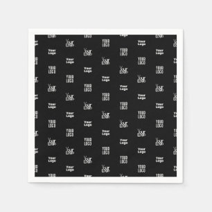 Your Logo 3 Logo Pattern Design Editable Black Napkin
