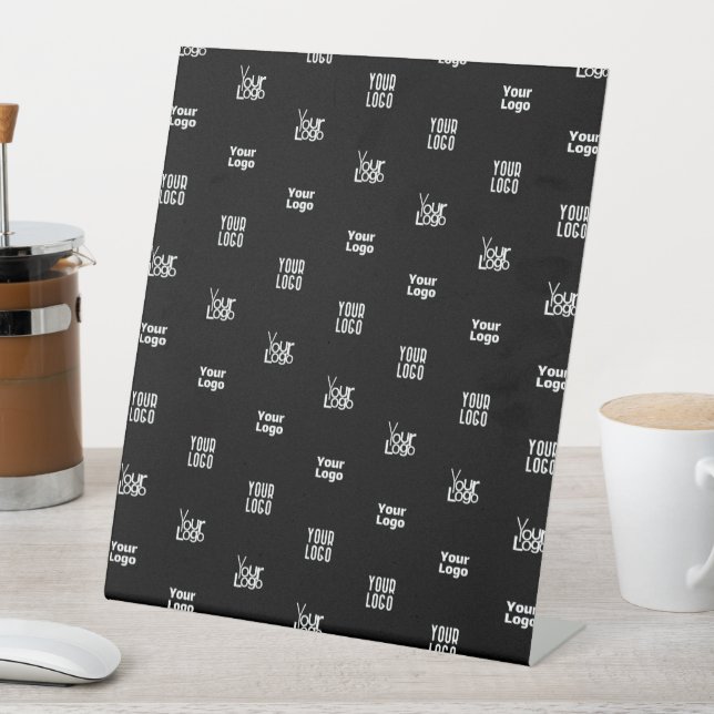 Your Logo | 3 Logo Pattern Design Editable Black Pedestal Sign (In SItu)