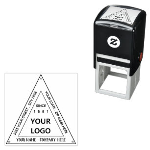 Your Logo Address Text Info Unique Triangle Stamp