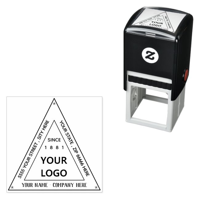 Your Logo Address Text Info Unique Triangle Stamp (In Situ)