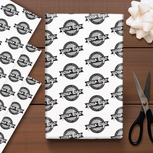 Your Logo All Over - White Background Wrapping Paper Sheet (Custom Logo Wrapping Paper)