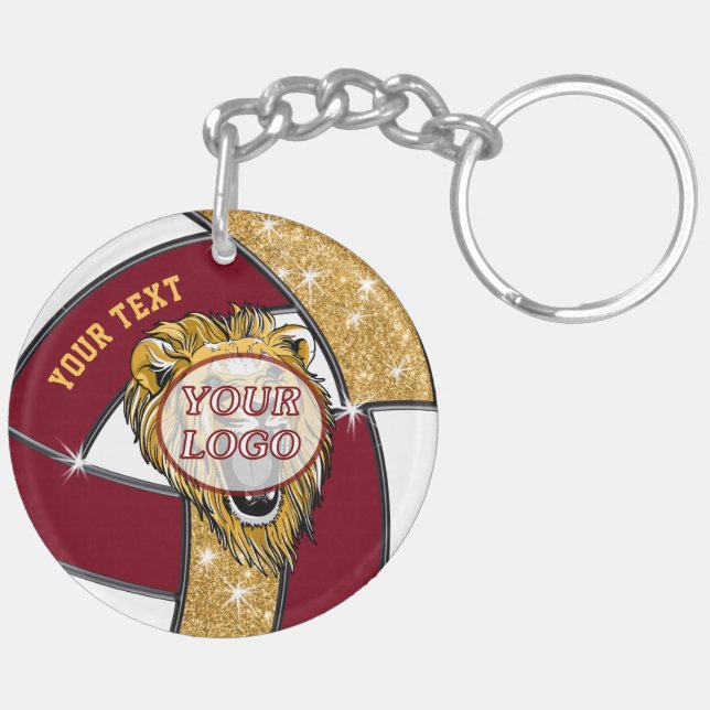 Your LOGO and 5 Text Boxes Volleyball Keychains (Back Right)