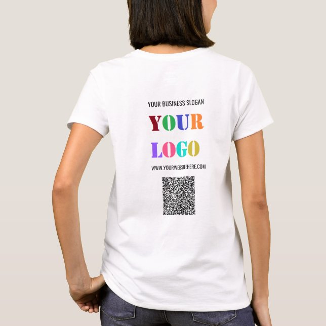 Your Logo and QR Code Business T-Shirt Example (Back)