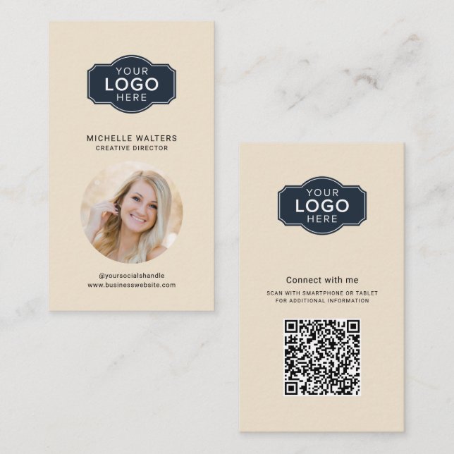 Your Logo and QR Code Employees Photo Business Card (Front/Back)