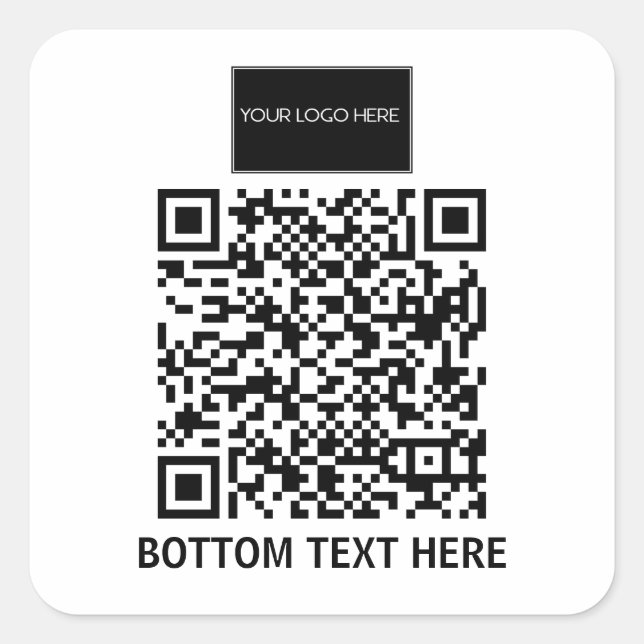 Your Logo and QR Code Square Sticker (Front)