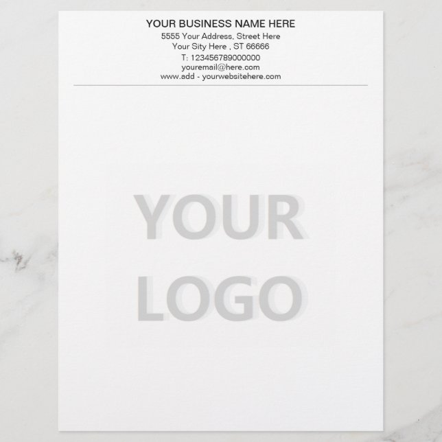 Your Logo and Text Info Branded Letterhead Example (Front)