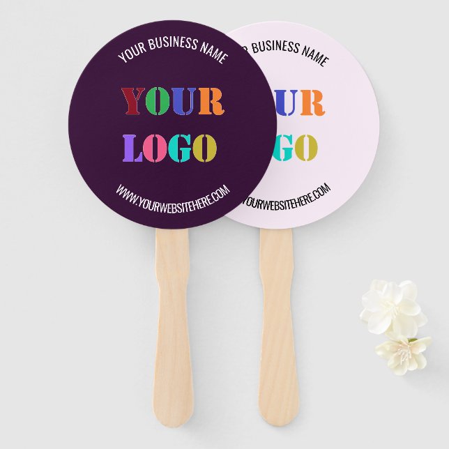 Your Logo and Text Promotional Hand Fan Example (Front and Back)