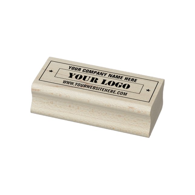 Your Logo and Text Rectangle Rubber Stamp Example (Stamp)