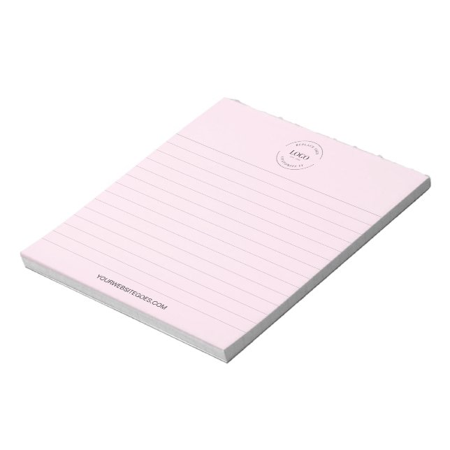 Your Logo and website lined Business promo Pink  Notepad (Rotated)