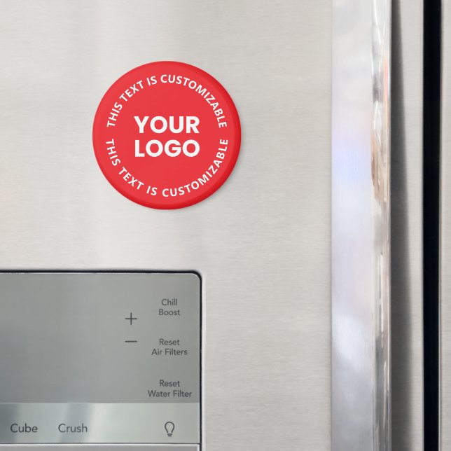 Your Logo/Any Uploaded Image & Circular Text | Red Magnet (In Situ (Fridge))