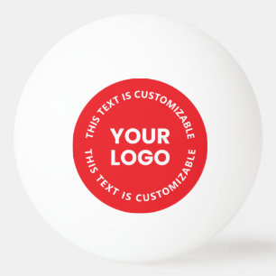 Your Logo/Any Uploaded Image & Circular Text   Red Ping Pong Ball