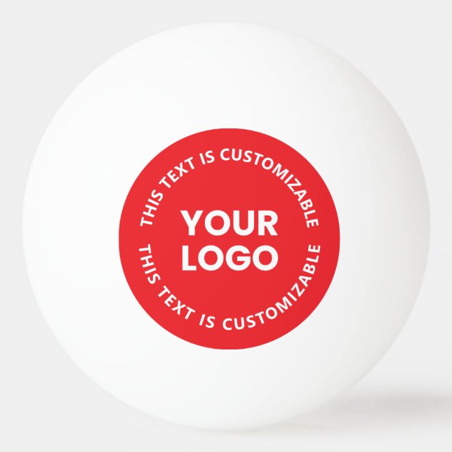 Your Logo/Any Uploaded Image & Circular Text | Red Ping Pong Ball (Front)