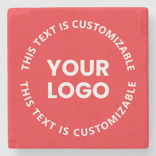 Your Logo/Any Uploaded Image & Circular Text | Red Stone Coaster (Front)