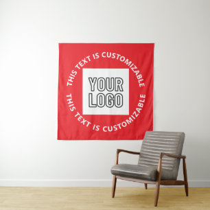 Your Logo/Any Uploaded Image & Circular Text   Red Tapestry