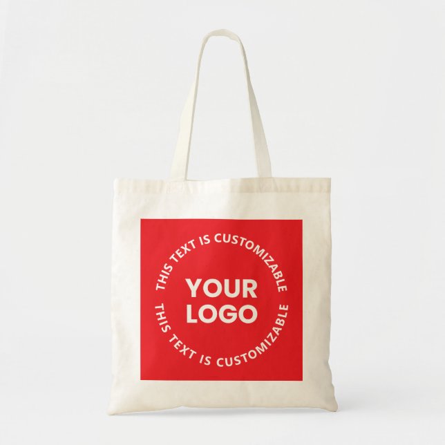 Your Logo/Any Uploaded Image & Circular Text | Red Tote Bag (Front)