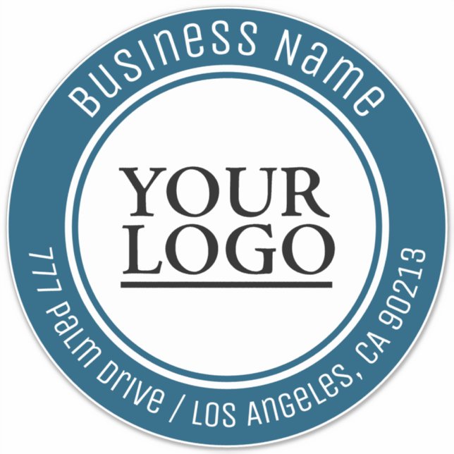 Your Logo Art Photo, Bus. Name Address, Ocean Blue (Front)