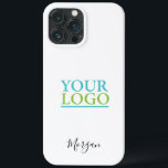 Your Logo/Art/Photo, DIY Name Black Script, White iPhone 13 Pro Max Case<br><div class="desc">Personalise with your Logo,  Art or Photo and name in black script on white background.</div>