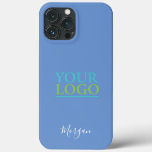 Your Logo/Art/Photo DIY Name White Script, Blue iPhone 13 Pro Max Case