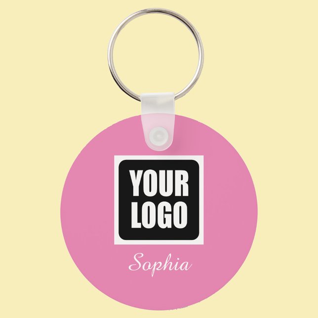 Your Logo/Art/Photo, DIY Script Name, Pink Key Ring (Creator Uploaded)