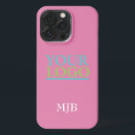 Your Logo/Art/Photo, Monogram, Pink iPhone 13 Pro Case<br><div class="desc">Personalise with your company logo,  art or photo and white monogram on pink background.</div>