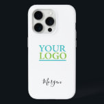 Your Logo/Art/Photo, Name Black Script, White iPhone 15 Pro Case<br><div class="desc">Personalise with your Company Logo,  Art or Photo and name in black script on white background. Click “Edit Using Design Tool” to change colours and type styles.</div>