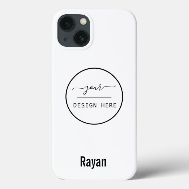 Your Logo/Art /Photo, Name, White iPhone Case (Back)