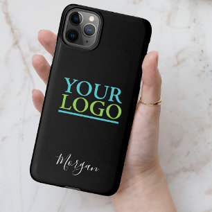 Your Logo/Art/Photo, Name White Script, Black iPhone 11Pro Max Case