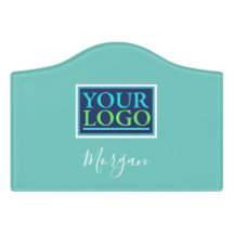 Your Logo/Art/Photo, Name White Script, Light Teal