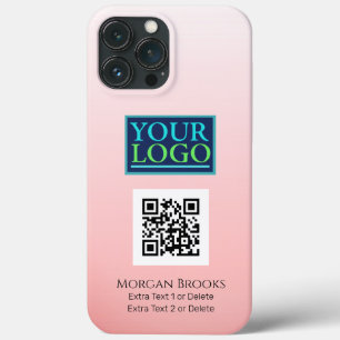 Your Logo/Art/Photo, QR Code, Name, Gradient Pink iPhone 13 Pro Max Case