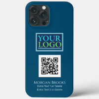 Your Logo/Art/Photo, QR Code, Name/Info Ocean Blue
