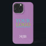 Your Logo/Art/Photo, White Monogram, Lavender iPhone 13 Pro Max Case<br><div class="desc">Personalise with your company logo,  art or photo and white monogram on lavender background.</div>
