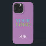 Your Logo/Art/Photo, White Monogram, Lavender iPhone 13 Pro Max Case<br><div class="desc">Personalise with your company logo,  art or photo and white monogram on lavender background.</div>