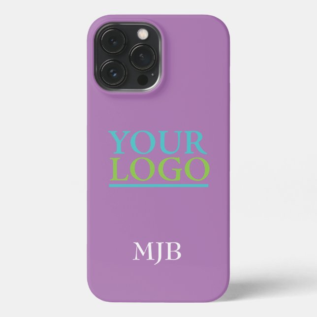 Your Logo/Art/Photo, White Monogram, Lavender iPhone Case (Back)
