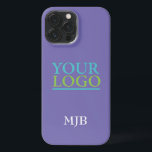 Your Logo/Art/Photo, White Monogram, Periwinkle iPhone 13 Pro Max Case<br><div class="desc">Personalise with your company logo,  art or photo and white monogram on periwinkle background.</div>