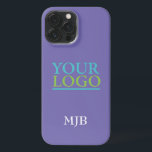 Your Logo/Art/Photo, White Monogram, Periwinkle iPhone 13 Pro Max Case<br><div class="desc">Personalise with your company logo,  art or photo and white monogram on periwinkle background.</div>