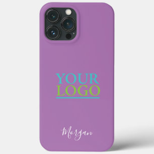 Your Logo/Art/Photo, White Script Name, Lavender iPhone 13 Pro Max Case