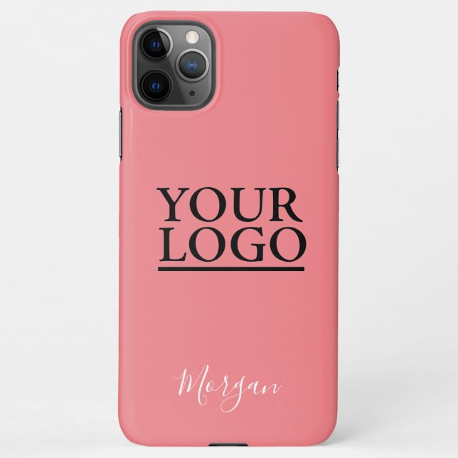 Your Logo/Art/Photo, White Script Name, Peach iPhone Case (Back)