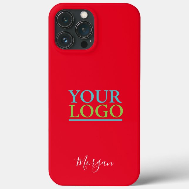 Your Logo/Art/Photo, White Script Name, Red Case-Mate iPhone Case (Back)