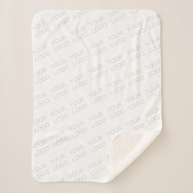 Your Logo Automatically Lightened & Repeating Sherpa Blanket (Front)