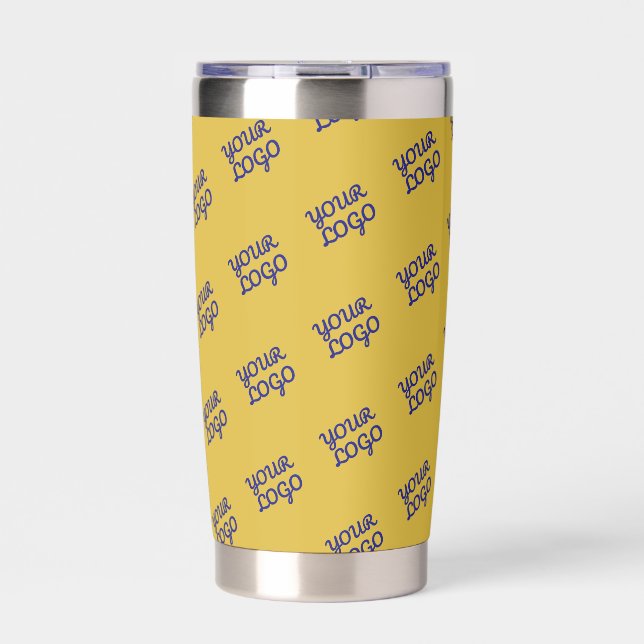 Your Logo Automatically Tiled Gold/Editable Colour Insulated Tumbler (Front)