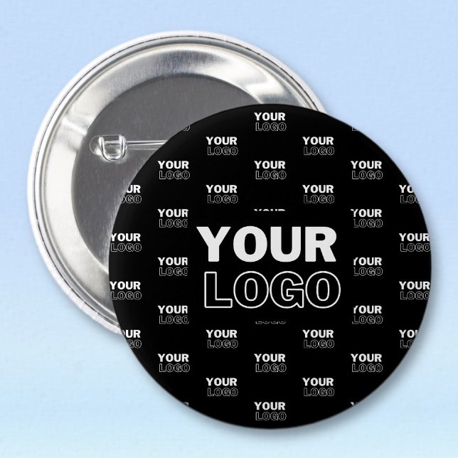 Your Logo & Background Repeating Logo | Black 6 Cm Round Badge (Creator Uploaded)
