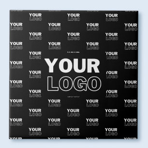Your Logo & Background Repeating Logo Black Ceramic Tile