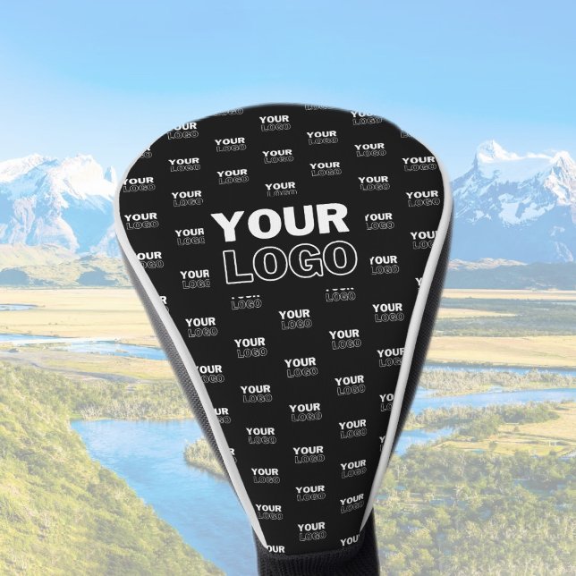 Your Logo & Background Repeating Logo | Black Golf Head Cover (Creator Uploaded)