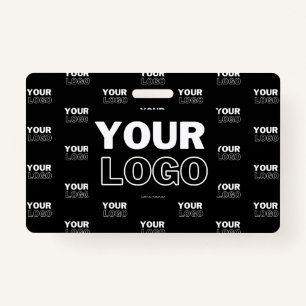 Your Logo & Background Repeating Logo   Black ID Badge