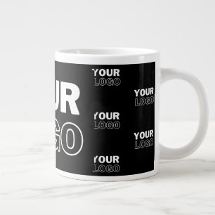 Your Logo & Background Repeating Logo Black Large Coffee Mug