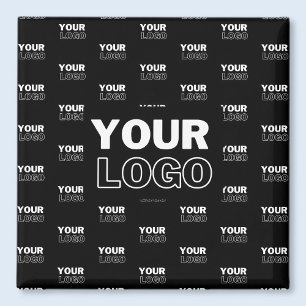 Your Logo & Background Repeating Logo Black Magnet