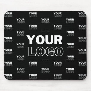 Your Logo & Background Repeating Logo Black Mouse Pad