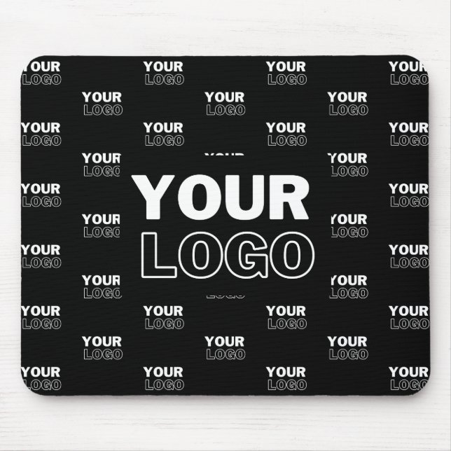 Your Logo & Background Repeating Logo | Black Mouse Pad (Front)